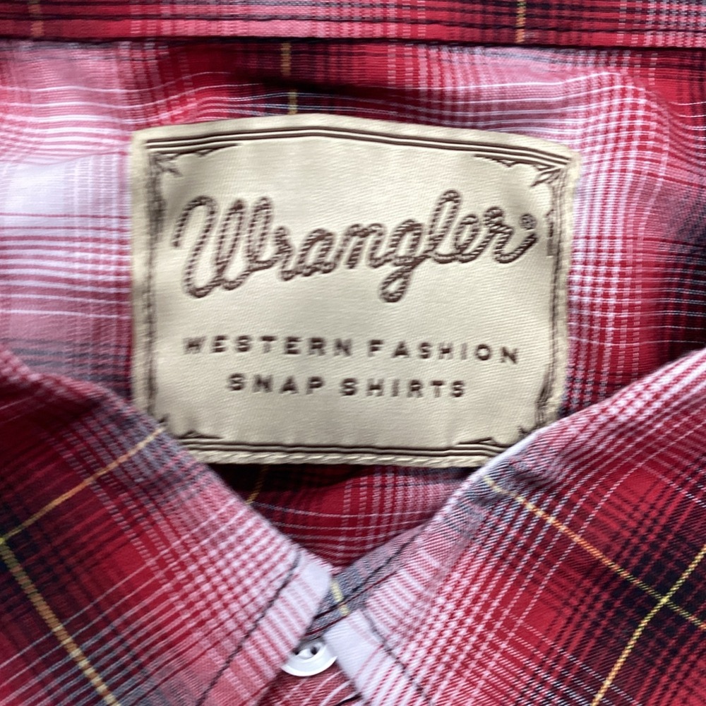 Wrangler Mens 2XL Big Western Snap Shirt Red Black Plaid Long Sleeve WM150RD - Picture 5 of 7